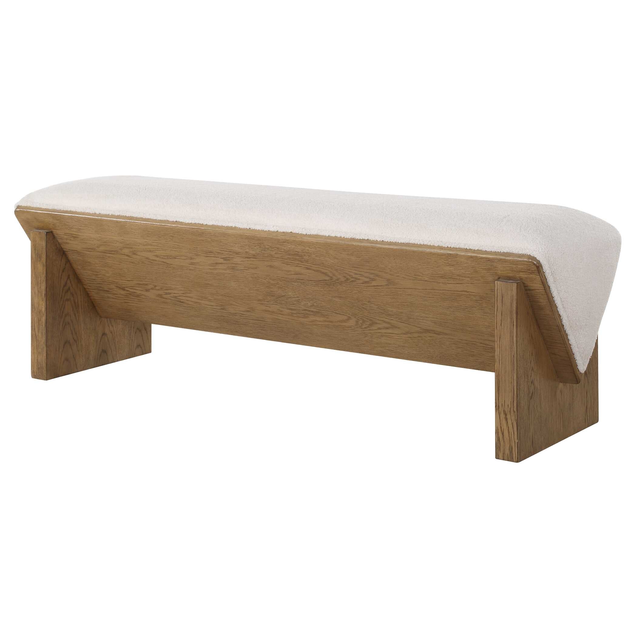 Wedged Ivory Fabric Bench - Image 4