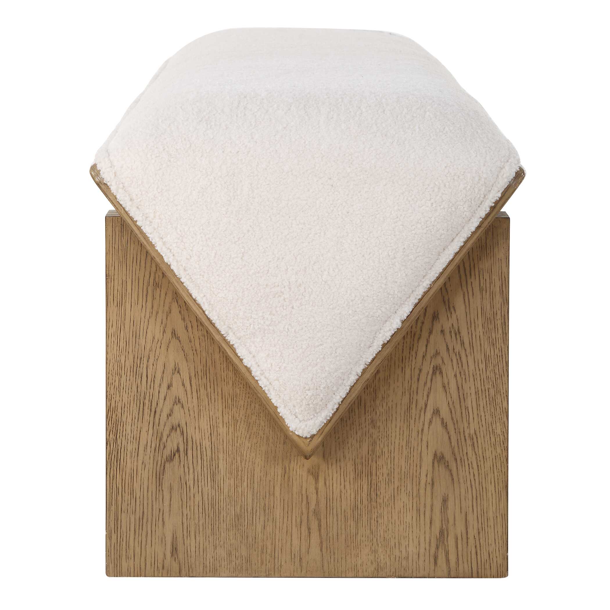 Wedged Ivory Fabric Bench - Image 5