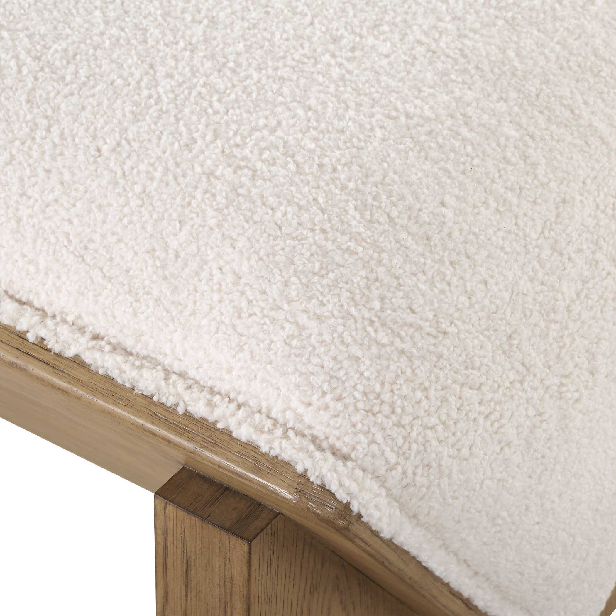 Wedged Ivory Fabric Bench - Image 6