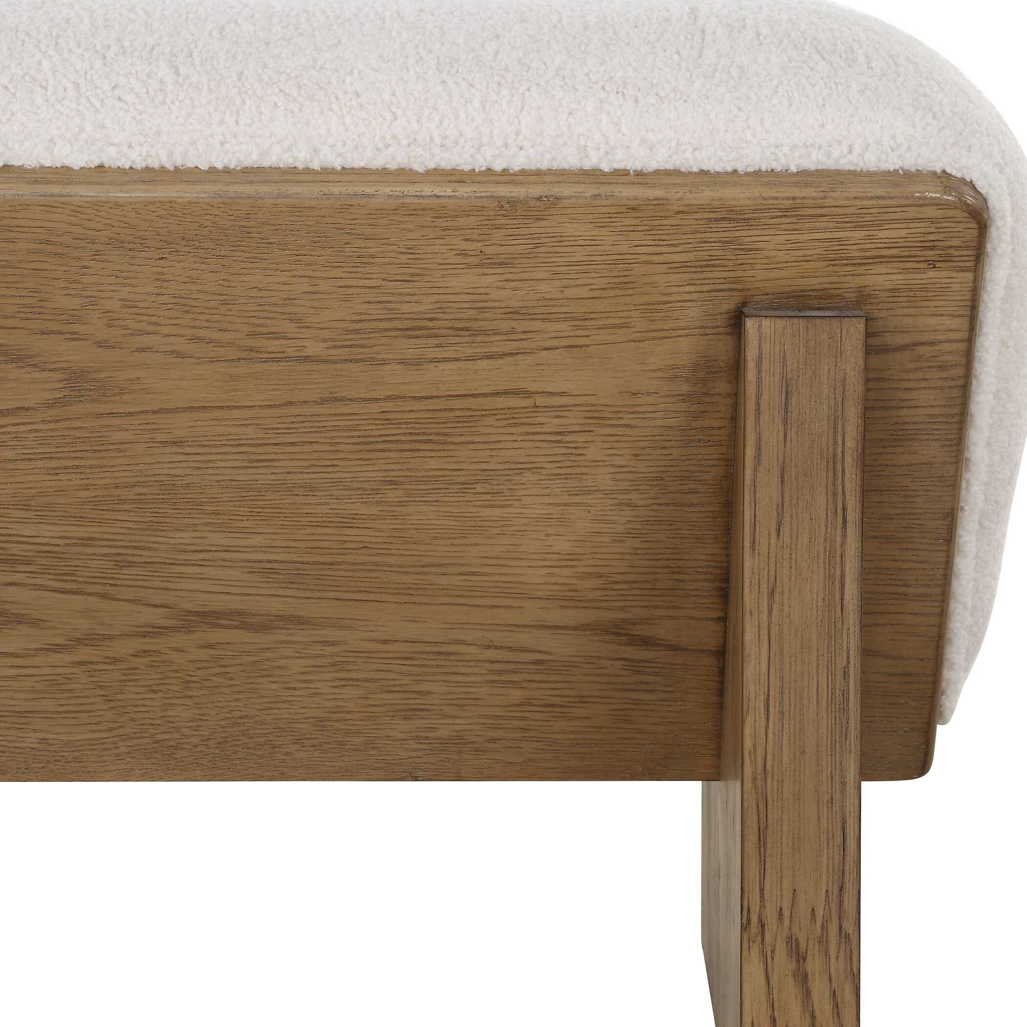 Wedged Ivory Fabric Bench - Image 7