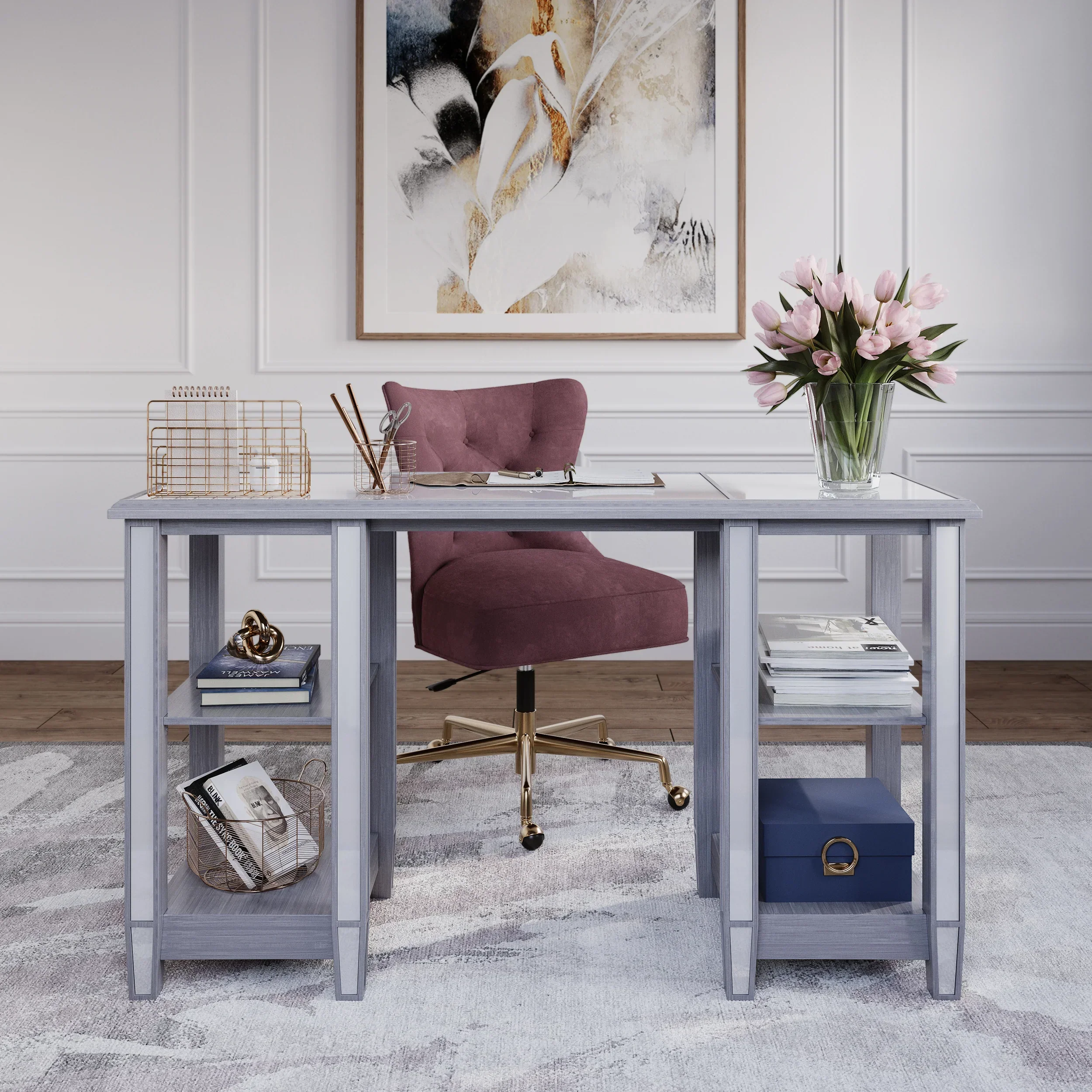 Wedlyn Office Desk with Shelves - Image 2