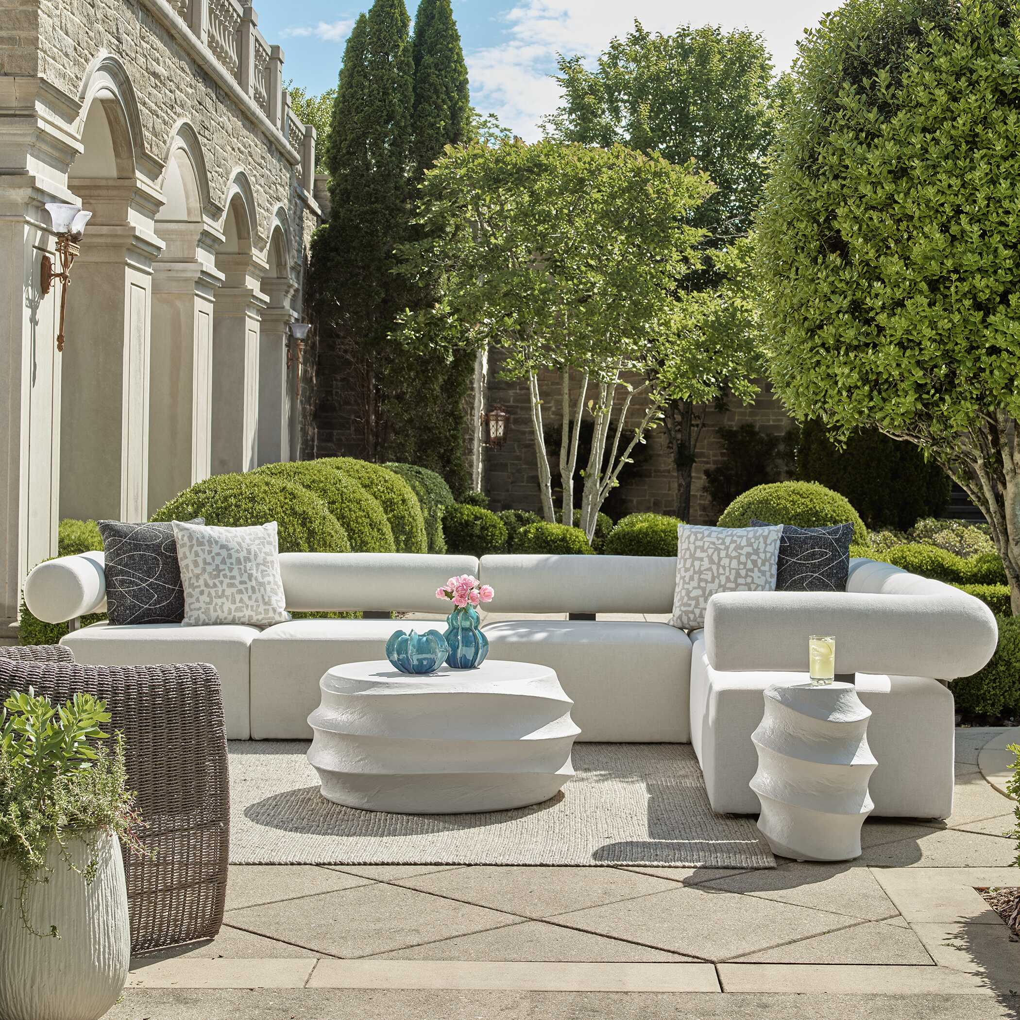 Winded Outdoor White Accent Table - Image 3