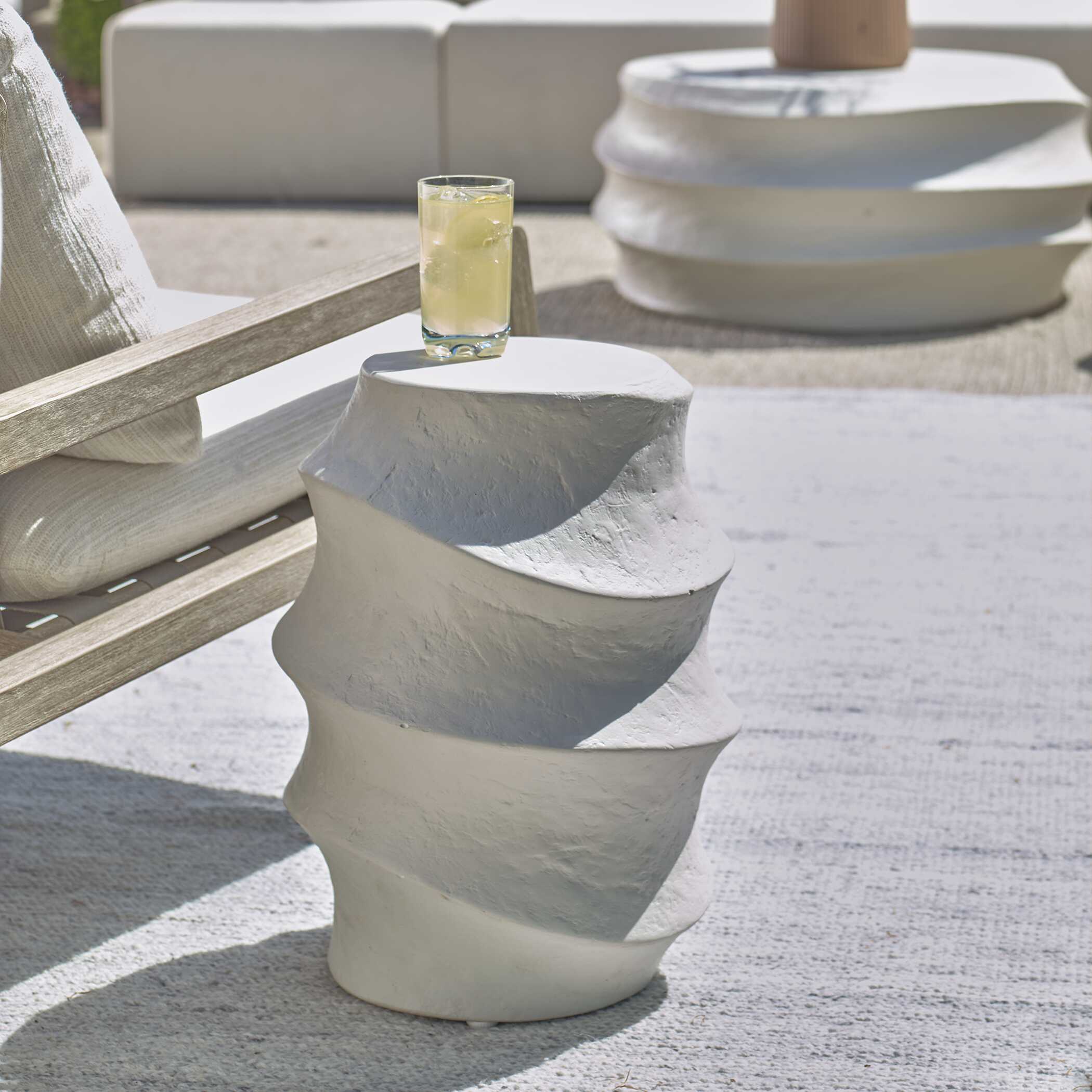 Winded Outdoor White Accent Table - Image 4