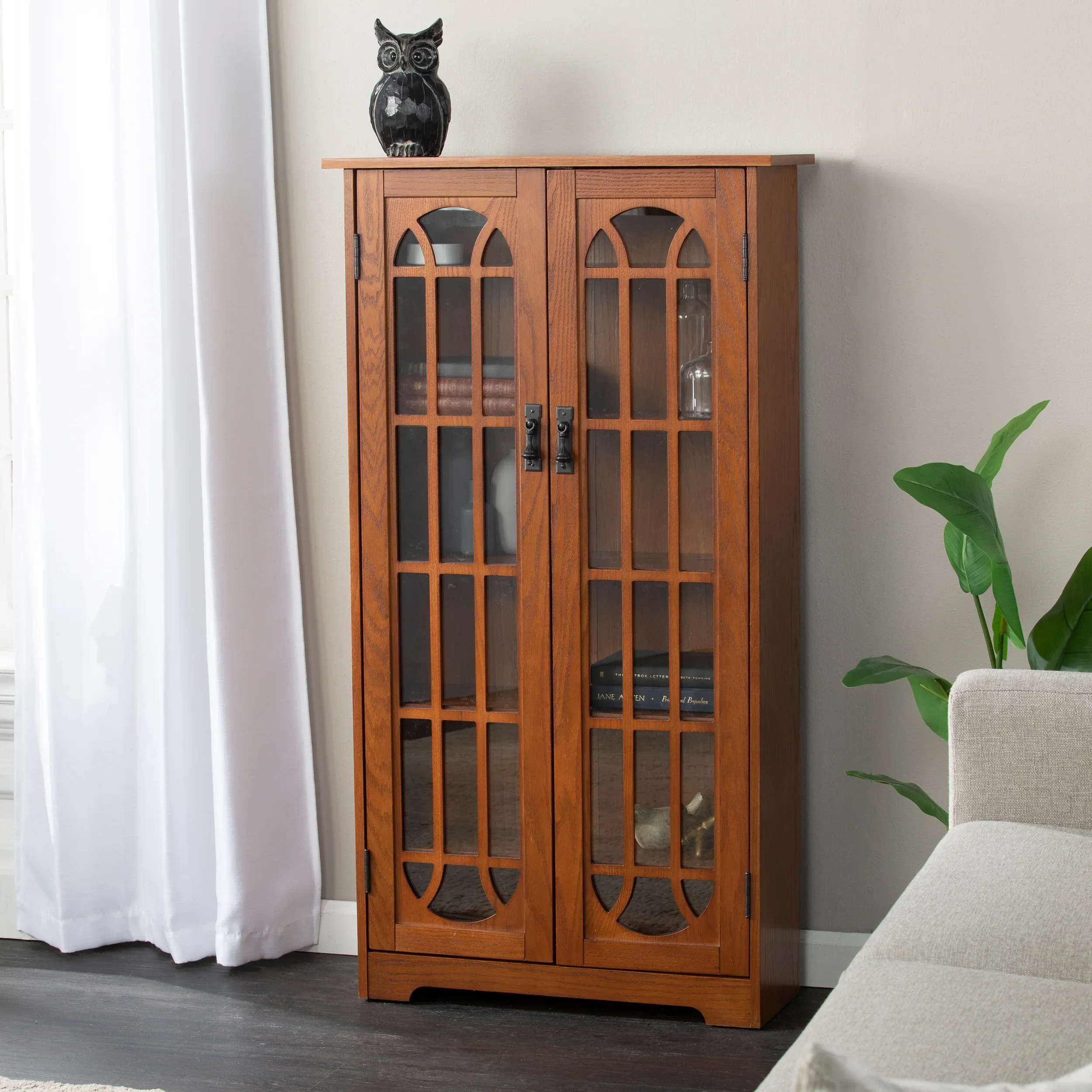 Window Pane Media Cabinet - Oak - Image 2