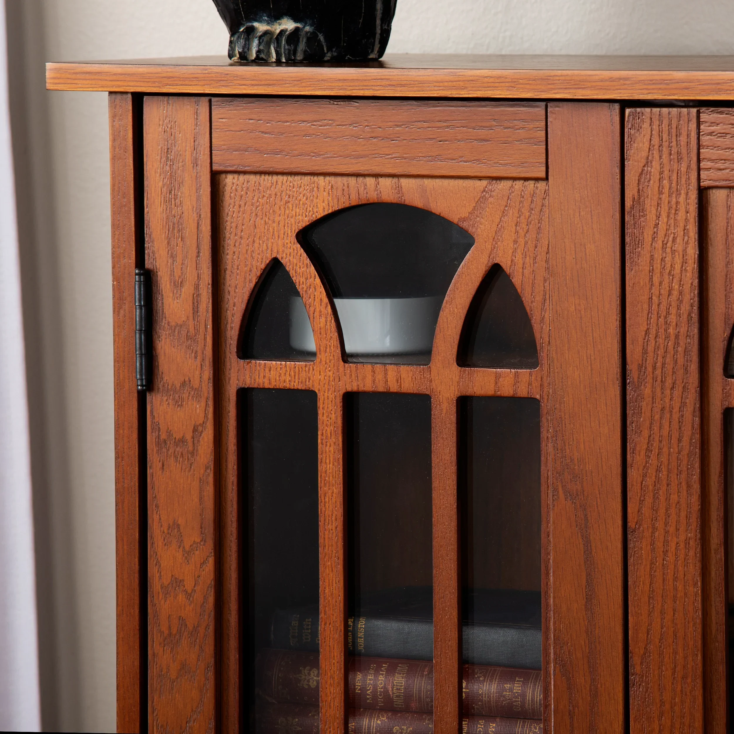 Window Pane Media Cabinet - Oak - Image 7
