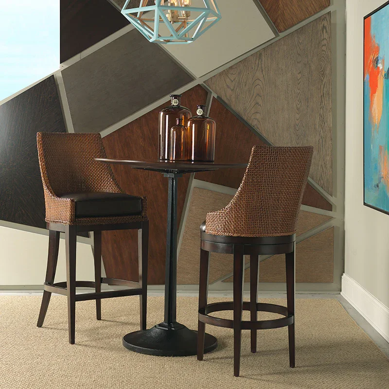 Woven Leather Bar Stool - Image 3