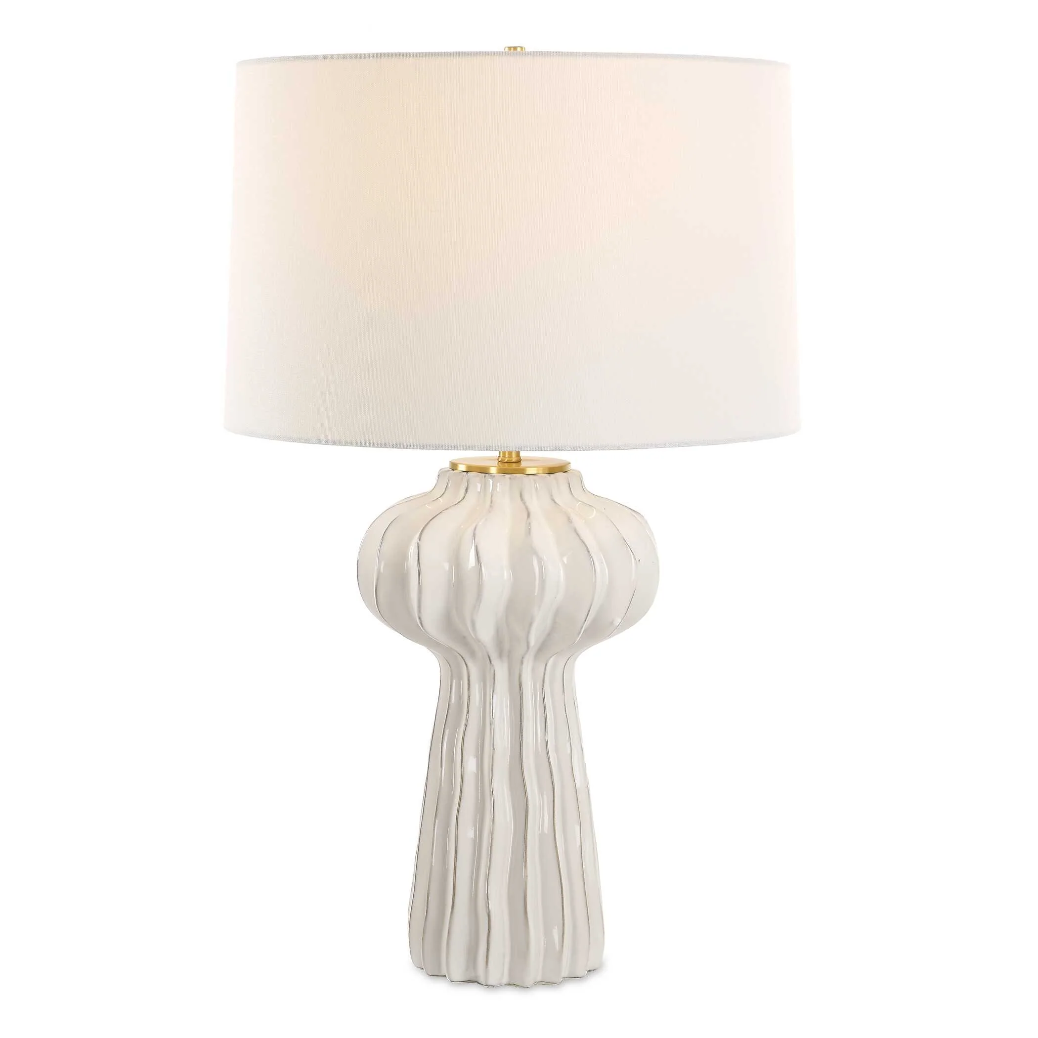 Wrenley Ridged White Table Lamp