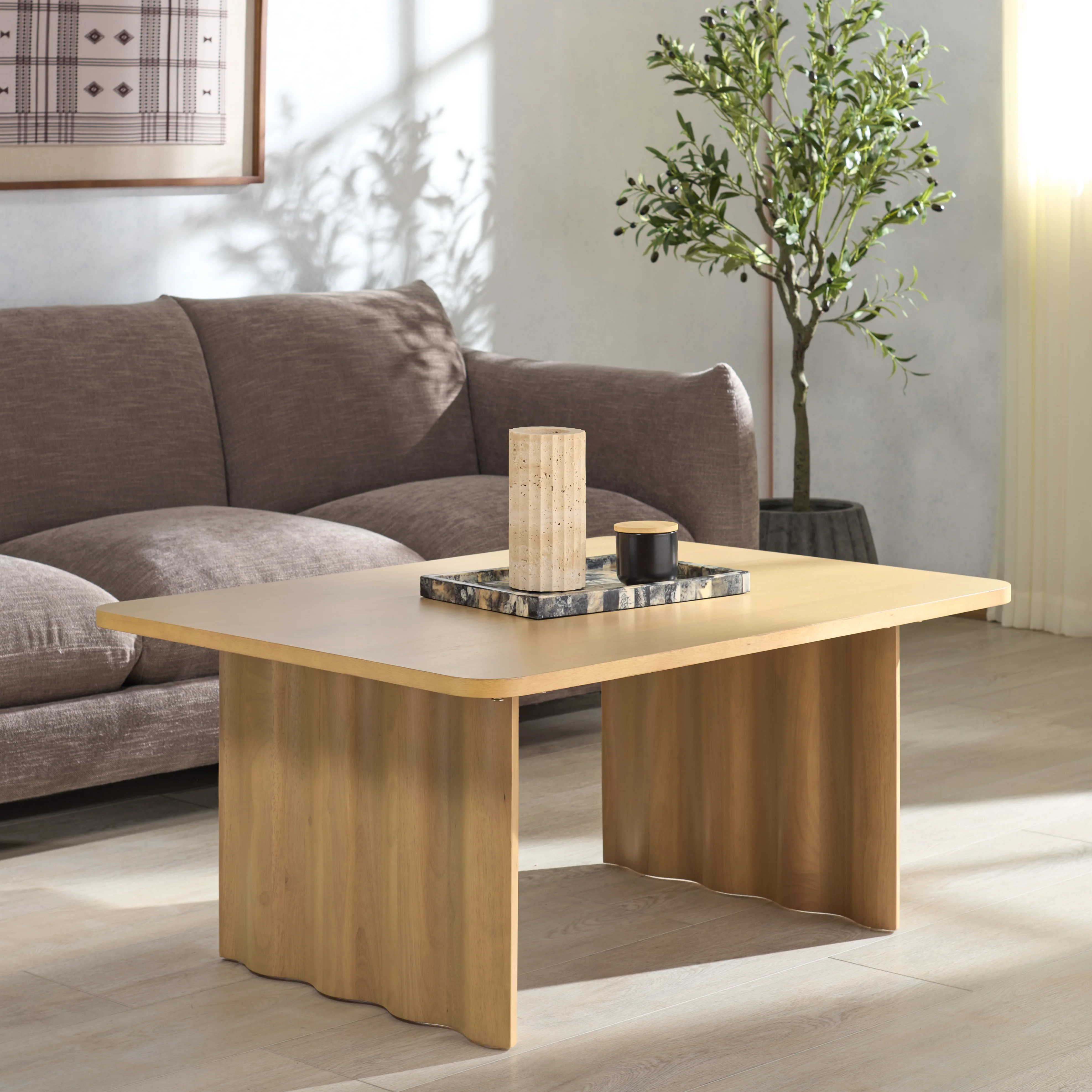 Yurina Rectangle Wood Coffee Table - Image 11