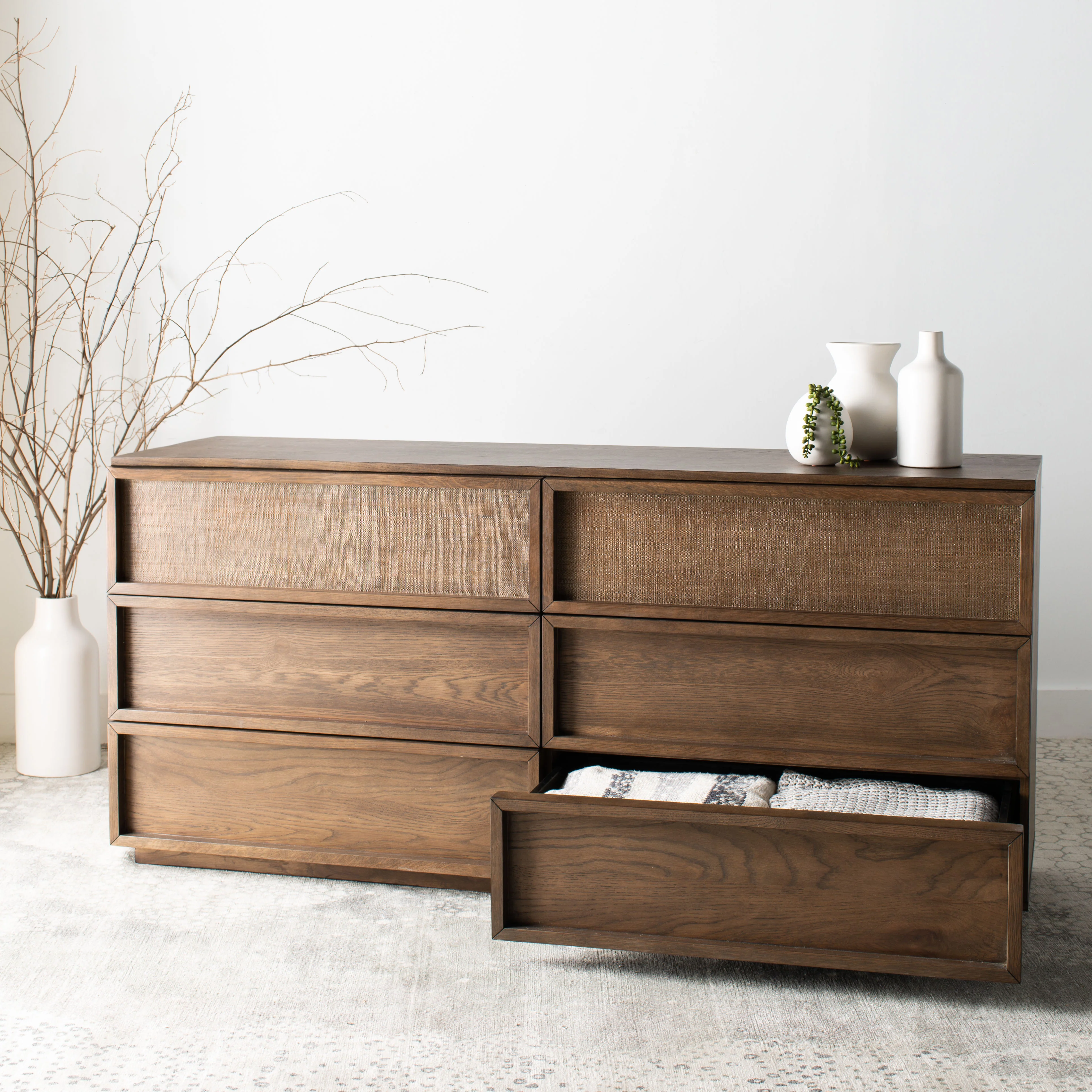 Zeus 6 Drawer Wood Dresser/ Medium Oak - Image 8