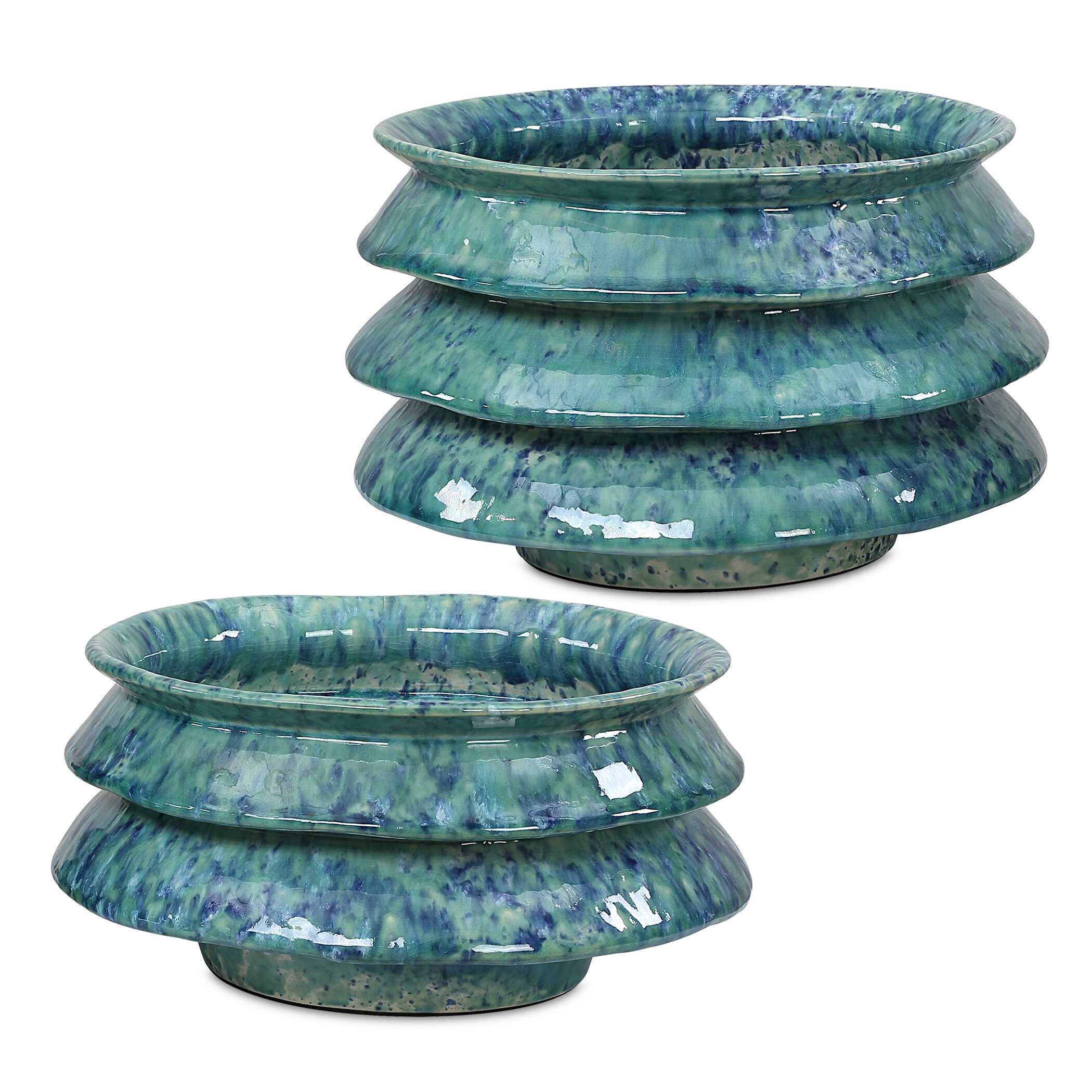 ZigZag Blue Green Bowls - Set of 2