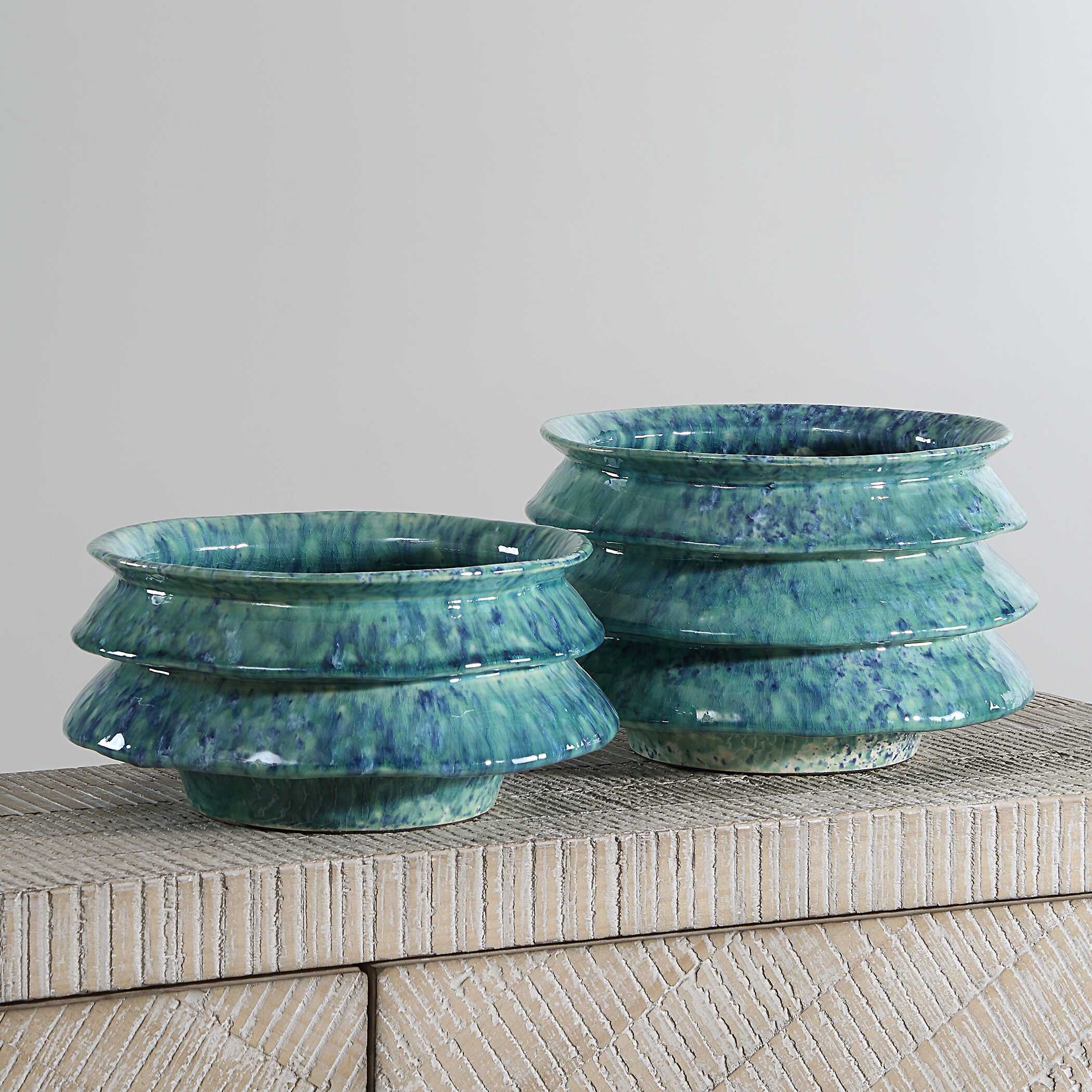 ZigZag Blue Green Bowls - Set of 2 - Image 2
