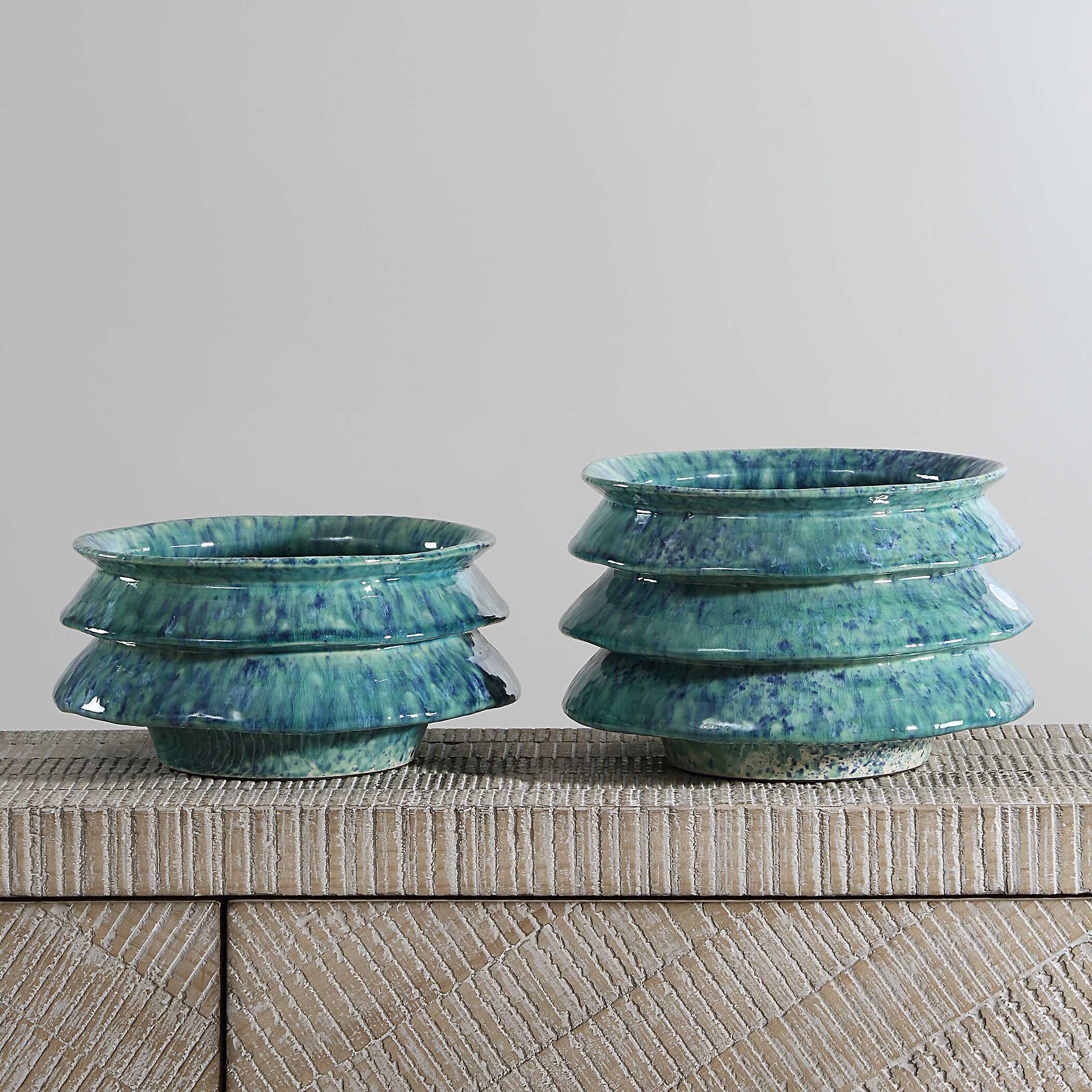 ZigZag Blue Green Bowls - Set of 2 - Image 3