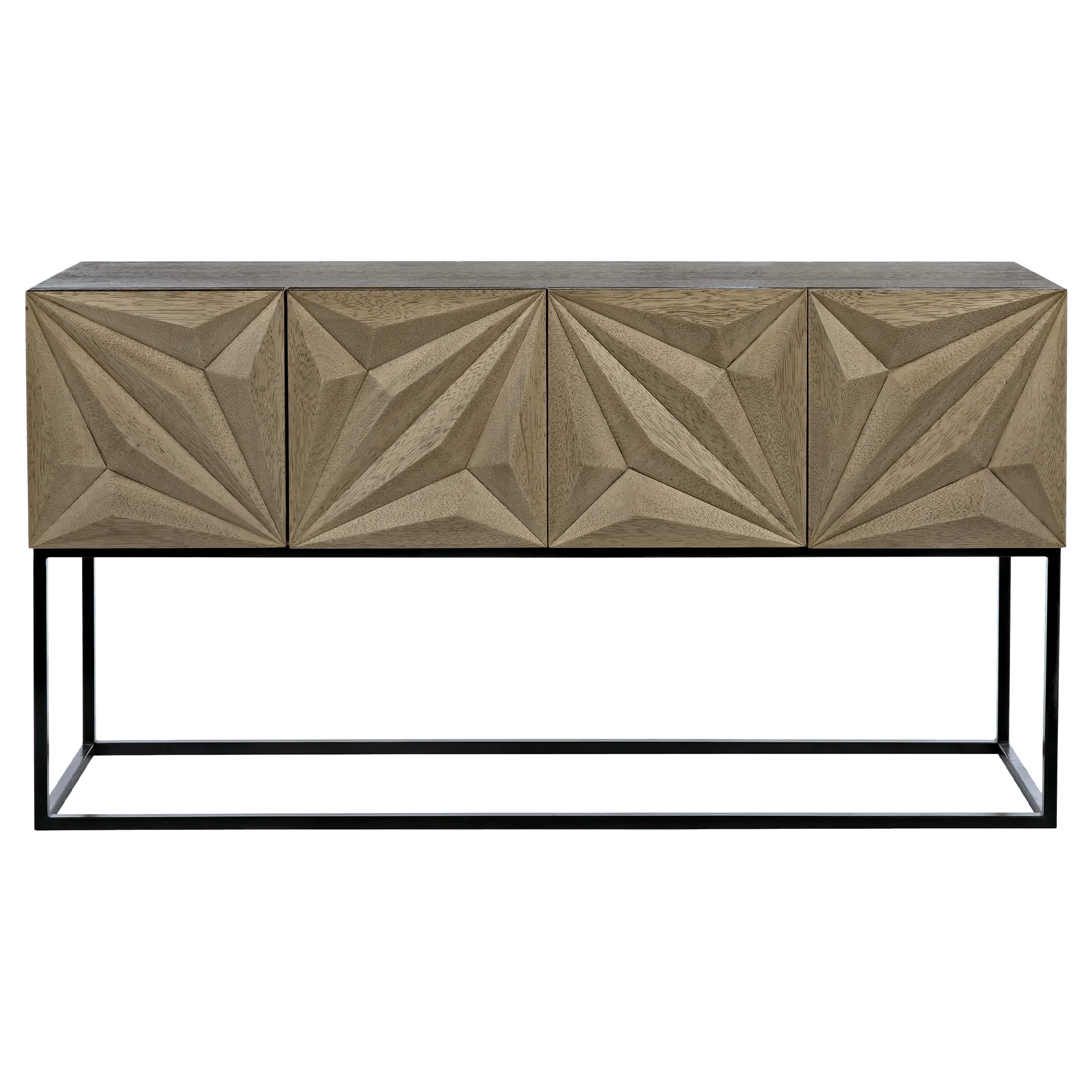 Zurich Console, Bleached Walnut with Steel